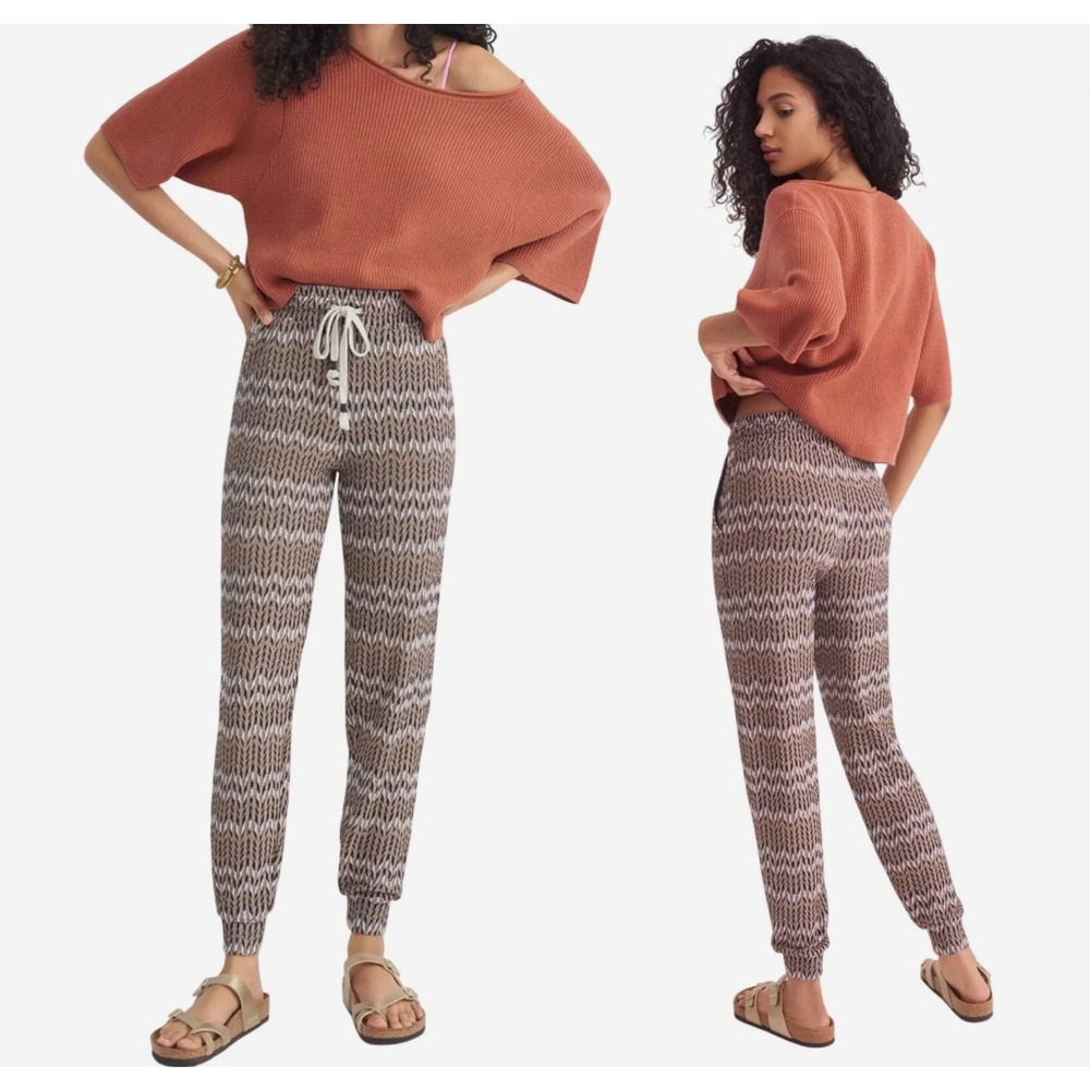 Anthropologie Saturday Sunday Mary Jacquard Jogger Women XS Brown Chevron Boho